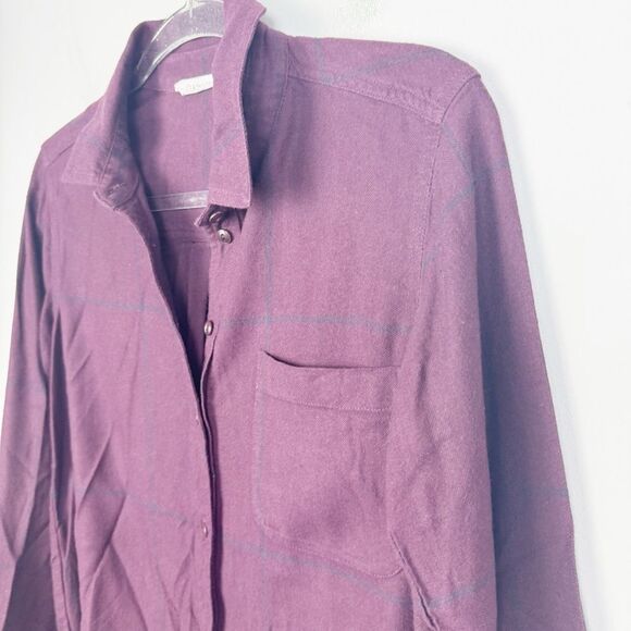 ATHLETA | Heat Gen Tech Flannel Plaid Button Shirt Cassis/Navy Women’s Size XS - Picture 3 of 9